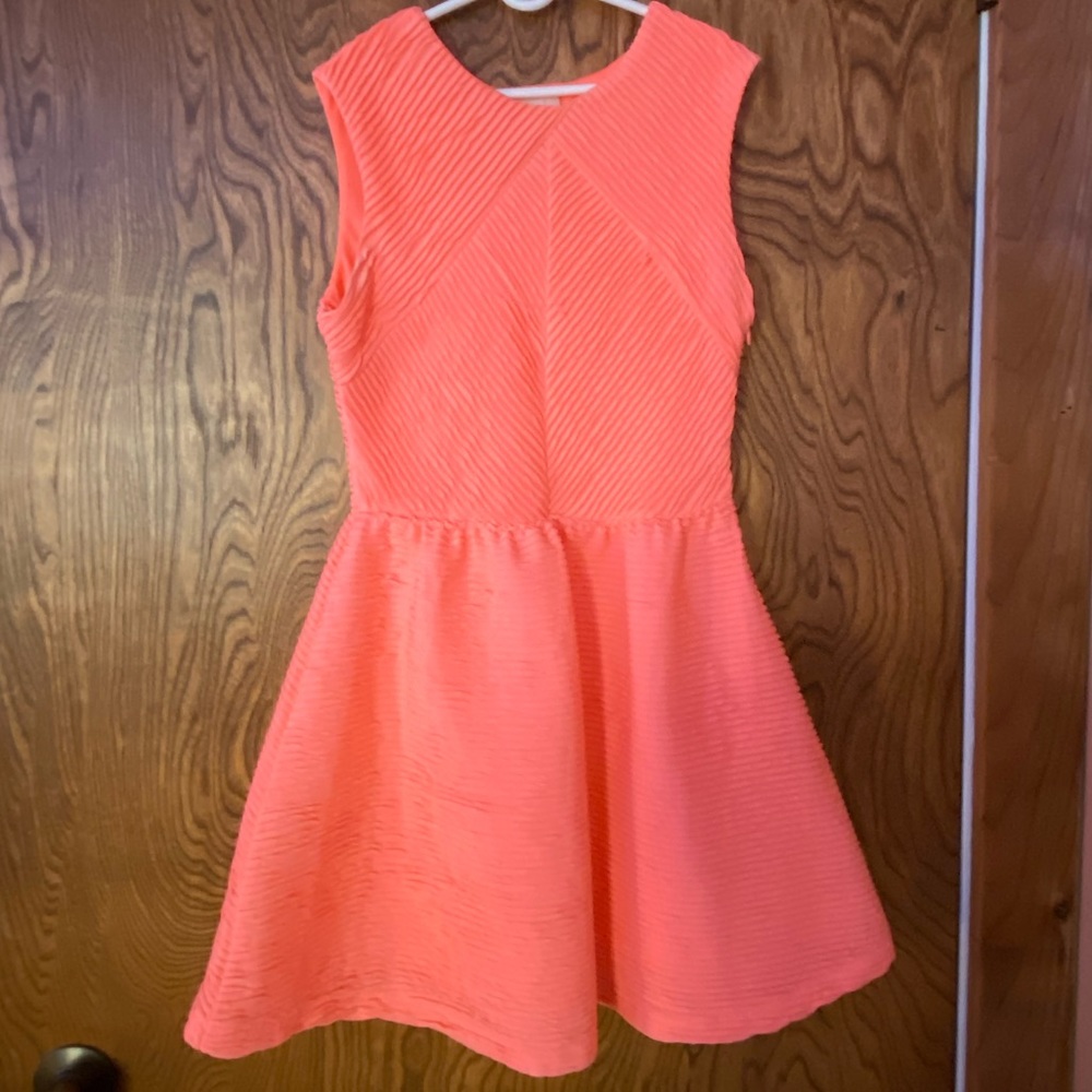 Bright pink ribbed dress